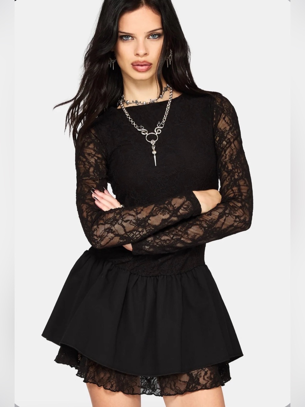 NWT - Disturbia Erisda Lace Bodysuit Mini Dress